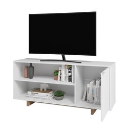 Rack para TV 55'' Nomad 135cm 01 Porta RAC6001 Appunto Móveis - Appunto Branco/Castanho - 3