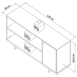 Rack para TV 55'' Nomad 135cm 01 Porta RAC6001 Appunto Móveis - Appunto Branco/Castanho - 4