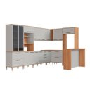 Ver imagem 3 de Cozinha Modulada Completa 11 Peças com Cristaleira 16 Portas 6 Gavetas Isabelle Bege/Freijó/Arenas
