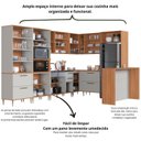 Ver imagem 6 de Cozinha Modulada Completa 11 Peças com Cristaleira 16 Portas 6 Gavetas Isabelle Bege/Freijó/Arenas