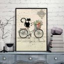 Ver imagem 2 de Quadro Decorativo Gato Com Bicicleta 24x18cm - com vidro:Madeira preta