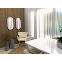 Ver imagem 6 de Espelho Parede Oval Moldura Couro para Sala Quarto Banheiro