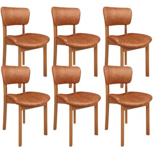 Kit 06 Cadeiras para Sala de Jantar Cozinha Living Estofada Dara L02 Couríssimo Camel - Lyam Decor
