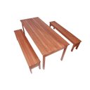 Ver imagem 3 de Conjunto Mesa 160cm 2 Bancos em Madeira Maciça Ultron Marrom