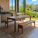 Ver imagem 1 de Conjunto Mesa 160cm 2 Bancos em Madeira Maciça Ultron Marrom