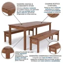 Ver imagem 4 de Conjunto Mesa e 2 Bancos em Madeira Maciça para Área Externa 160cm Rústico Marrom Ultron
