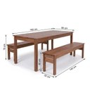 Ver imagem 3 de Conjunto Mesa e 2 Bancos em Madeira Maciça para Área Externa 160cm Rústico Marrom Ultron