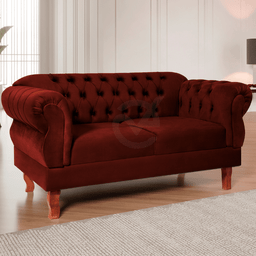 Namoradeira Chesterfield Elisabeth 2 Lugares Via Encanto Veludo Bordô - 2