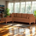 Ver imagem 2 de Sofá 4 Lugares Beny com Chaise Esquerdo Corino Terracota