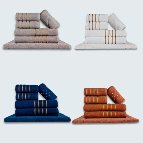 Jogo de Toalhas 24 P?s Cole??o Montreal 100% Algod?o Cz+br+az+mr