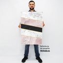 Ver imagem 3 de Quadro Decorativo em Canvas Geométrico Mármore Rosa, Branco e Preto TaColado Moldura Branca 90 x 60c