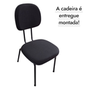 Ver imagem 7 de Cadeira de Escritório Secretária Curvada Anatômica, Base Fixa Palito 7/8, Tecido Jserrano Cor Preto