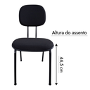 Ver mais imagens de Cadeira de Escritório Secretária Curvada Anatômica, Base Fixa Palito 7/8, Tecido Jserrano Cor Preto