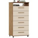 Ver imagem 1 de Cômoda Veneza 6 Gavetas Amêndoa Off White