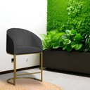 Ver imagem 2 de Poltrona Banqueta Decorativa Mia Suede Base Metal Dourada - Estopar Poltrona Mia Suede Cinza