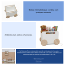 Ver imagem 2 de Baú Infantil Montessori Organizador de Brinquedos com Rodinhas Branco