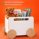 Ver imagem 6 de Baú Infantil Montessori Organizador de Brinquedos com Rodinhas Branco