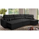 Ver imagem 1 de Sofá de Canto Retrátil e Reclinável Direito 3,40x2,36m Molas Cama inBox Espanha Velusoft Preto