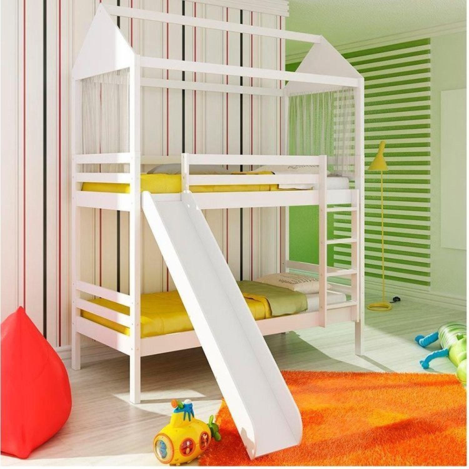Beliche infantil Teen Play Escorregador e Telhado Madeira Maciça Laqueado Casatema - 2