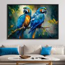 Ver imagem 3 de Quadro Grande Casal de Araras Azul Arte Vibrante 153x103