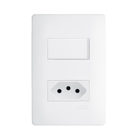 1 Interruptor Simples 16A/250V~ e 1 Tomada 2P+T 20A/250V~ Distanciados - Habitat Fame