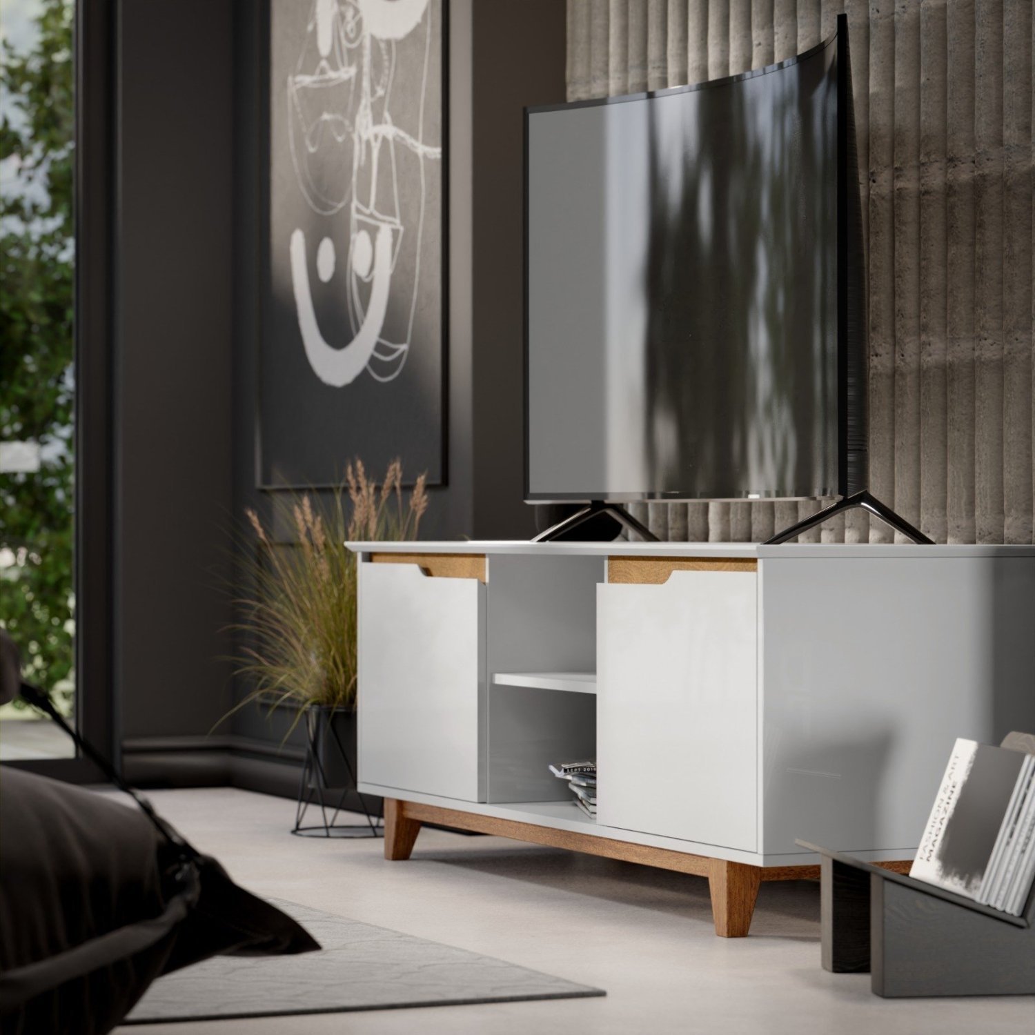 Rack para TV até 55 Polegadas Retrô Pés em Madeira Flow - 11