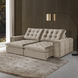 Sofá Retrátil e Reclinável Galliano 2,10m - Fortbello Estofados:bege - 1