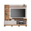 Ver imagem 2 de Home Theater Ripado Maceió para TV 65 Polegadas com LED 1 Porta 4 Nichos com Pés Off White Freijó