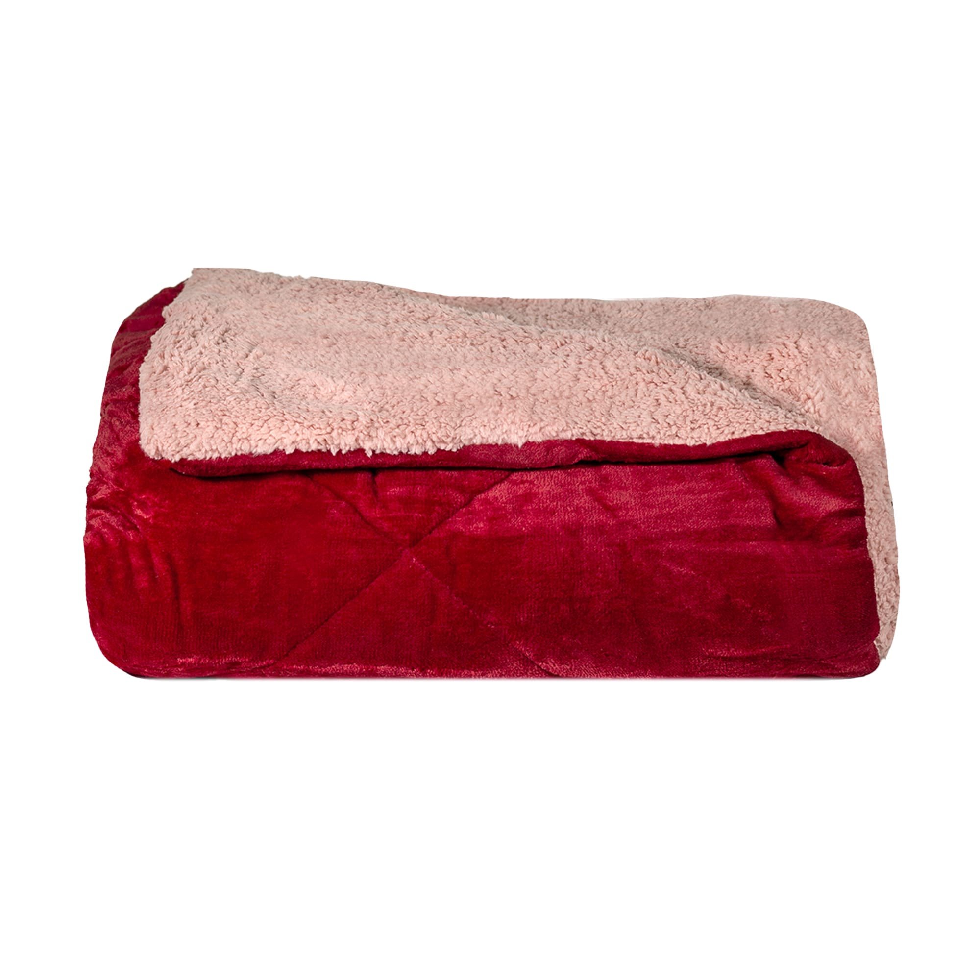 Coberdrom Liso Sherpa Dupla Face Casal - Cor Vermelho - 1