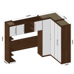 Guarda Roupa Modulado 5 Peças com Ponte Cabeceira e Mesa de Apoio Sauá YesCasa - 2 Guarda Roupa Modulado 5 Peças com Ponte Cabeceira e Mesa de Apoio Sauá YesCasa - 2
