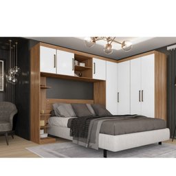 Guarda Roupa Modulado 5 Peças com Ponte Cabeceira e Mesa de Apoio Sauá YesCasa - 1 Guarda Roupa Modulado 5 Peças com Ponte Cabeceira e Mesa de Apoio Sauá YesCasa - 1