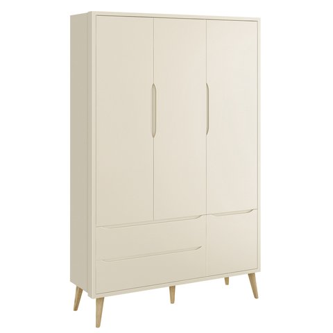Guarda-Roupa Retrô 3 Portas Théo New Areia Fosco com Natural - Reller