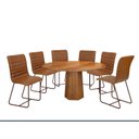 Ver imagem 2 de Conjunto Sala de Jantar 6 Cadeiras Tampo em Madeira Redonda Itália Marrom/Café/Cinamomo Courrissimo