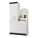 Ver imagem 3 de Cômoda com Espelho Argos 4 Gavetas MDF MDP Branco Azul Albatroz Móveis