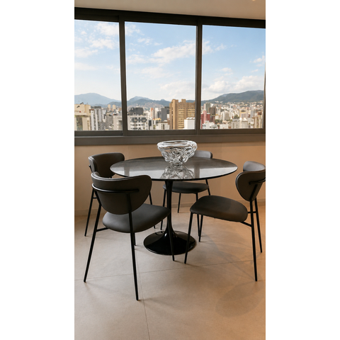Mesa de Jantar Saarinen Redonda 90cm - Mármore São Gabriel