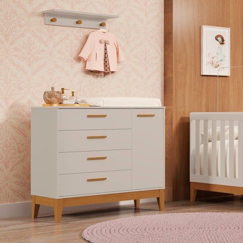 Cômoda Sapateira para Quarto de Bebê Flip Bege/Areia Fosco