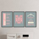 Ver imagem 1 de Kit 3 Quadros Lavanderia Cinza E Rosa 45x34cm - com vidro:Madeira preta