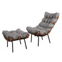 Ver imagem 3 de Poltrona Decorativa com Puff Linho Grafite Costela 67cm