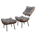Ver imagem 5 de Poltrona Decorativa com Puff Linho Grafite Costela 67cm