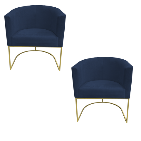 Kit 02 Poltronas Paola Sued Azul Marinho - D'Classe Decor