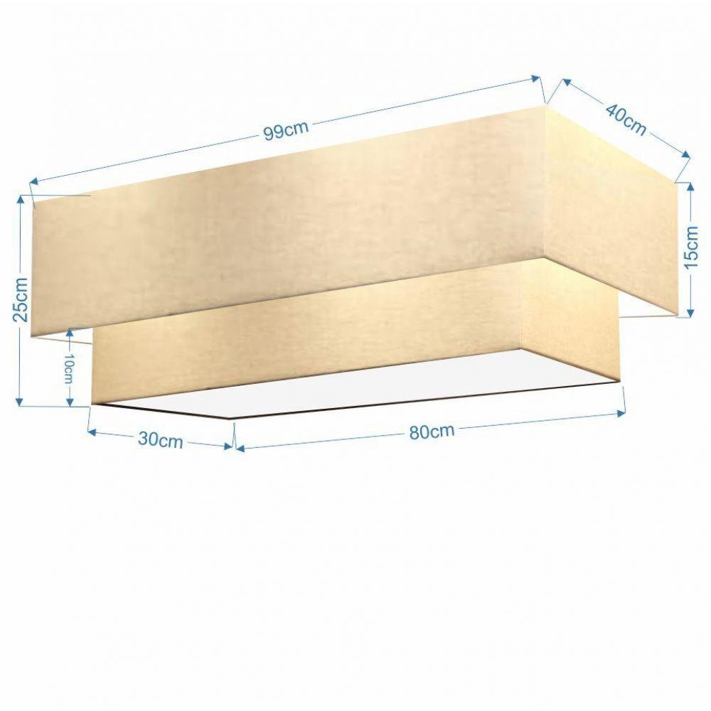 Plafon Retangular St-3072 Cúpula Algodão Crú - 2