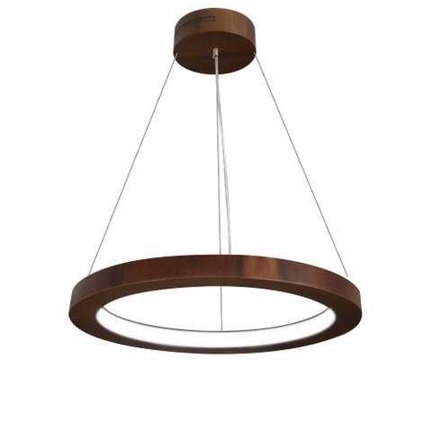 Lustre LED 33W Sirius Pendente Madeira Sala Jantar arco 60cm Madeluz Pendente Sirius LED Imbuia Bran