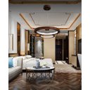 Ver imagem 3 de Lustre LED 33W Sirius Pendente Madeira Sala Jantar arco 60cm Madeluz Pendente Sirius LED Imbuia Bran