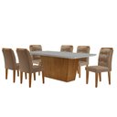 Ver imagem 1 de Mesa para Sala de Jantar Aida 180cm Mdf Canto Copo com Vidro e 6 Cadeiras Carol Moderna Mobília