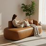 Sofá Orgânico Versátil Abby 180 Cm - Zahav Estofados:courino Sintético Marrom/liso - 1