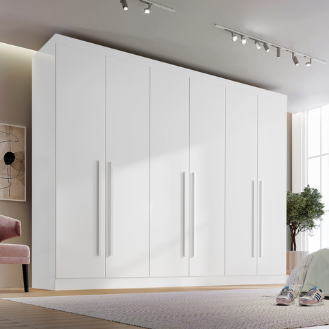 Guarda Roupa Casal Grande 100% MDF 6 Portas 6 Gavetas Paris Plus Branco