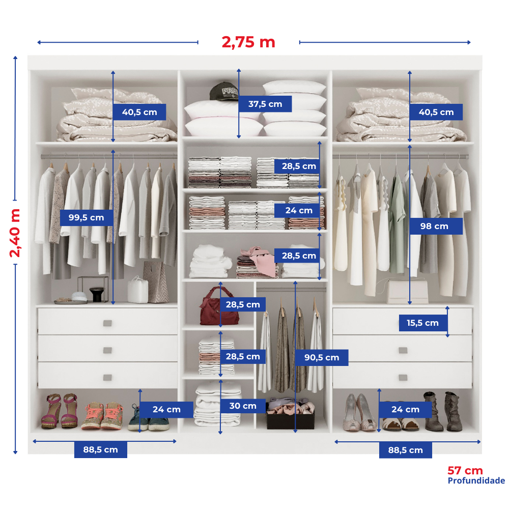 Guarda Roupa Casal 6 Portas 6 Gavetas Paris Plus  - 5