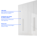 Ver imagem 7 de Guarda Roupa Casal Grande 100% MDF 6 Portas 6 Gavetas Paris Plus Branco