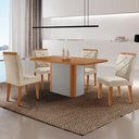 Ver imagem 1 de Mesa de Jantar Isadora Tampo 120cm Mdf Canto Copo e 4 Cadeiras Melissa Moderna Mobilia