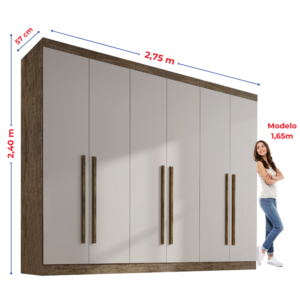 Guarda Roupa Casal MDF 6 Portas 6 Gavetas Paris Plus  - 4